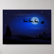 Santa's Sleigh Riding Over The Moon