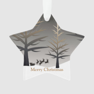 Santa's Sleigh Tree Silhouette Elegant Christmas Ornament