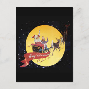Santa's Sleigh Vintage Holiday Postcard