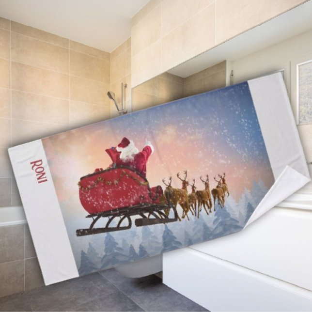 Santa's Slide Custom Christmas Bath Towel (Creator Uploaded)
