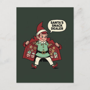 Santa's Snack Dealer Christmas Elf Postcard