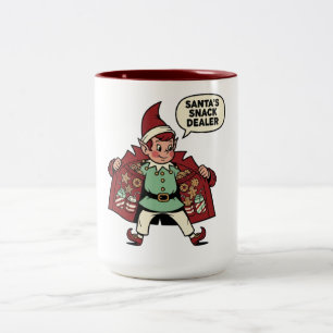 Santa's Snack Dealer Christmas Elf Two-Tone Coffee Mug