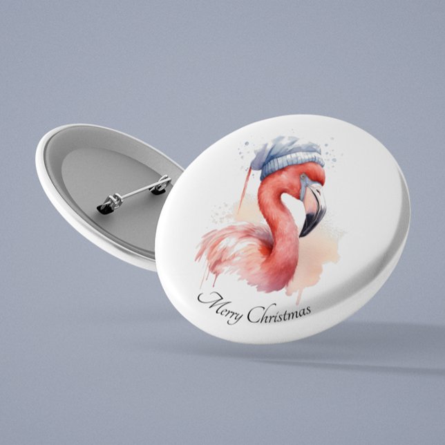 Santa's Snowbird Flamingo, custom 3 Cm Round Badge (Creator Uploaded)