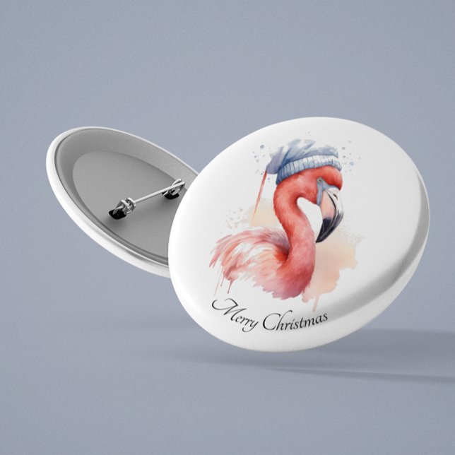 Santa's Snowbird Flamingo, custom 3 Cm Round Badge (Creator Uploaded)