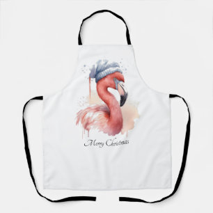 Santa's Snowbird Flamingo, custom Apron