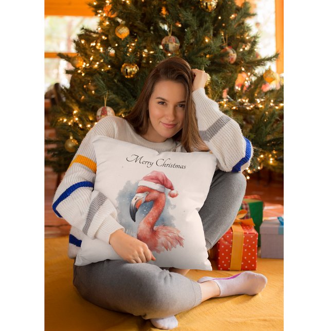 Santa's Snowbird Flamingo, custom Cushion (Creator Uploaded)