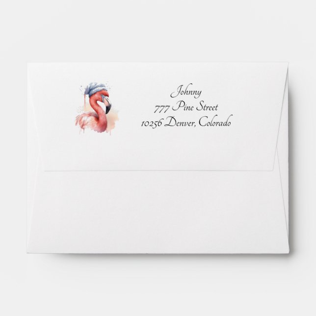 Santa's Snowbird Flamingo, custom Envelope (Back (Top Flap))