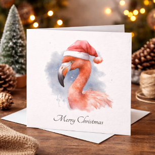 Santa's Snowbird Flamingo, custom Holiday Card