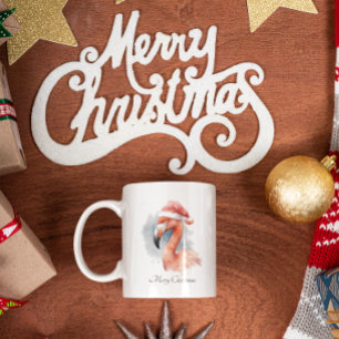 Santa's Snowbird Flamingo, custom Mug