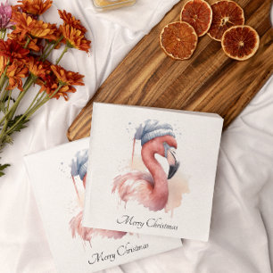 Santa's Snowbird Flamingo, custom Napkin