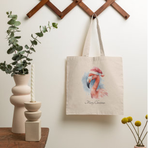 Santa's Snowbird Flamingo, custom Tote Bag