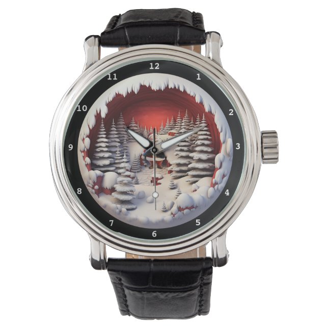 Santa's Snowy Forest Timepiece  Watch (Front)