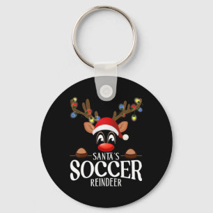 Santa's Soccer Reindeer Funny Xmas Matching Pjs Key Ring