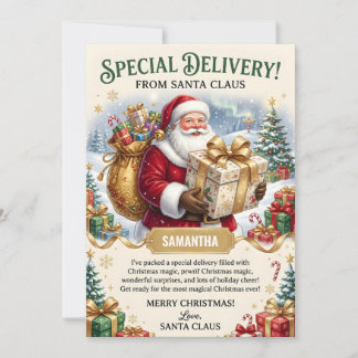 Santa's Special Delivery Kids Christmas Holiday Card