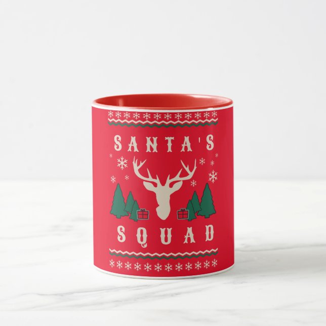 Santa's Squad Ugly Christmas Sweater Mug (Center)