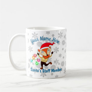 Santa's Staff Member Dancing Fox Christmas Custom Coffee Mug