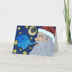 Santa's Starry Night in colour Holiday Card