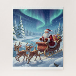Santa's Starry Ride Through the Arctic Forest Jigsaw Puzzle
