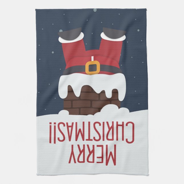 Santa's Stuck in the Chimney Tea Towel (Vertical)