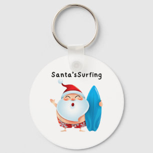Santa's Surfing Christmas In July Xmas Men Women K Key Ring
