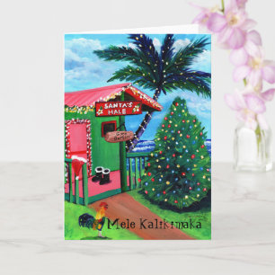 Santa's Surfing House Mele Kalikimaka Card