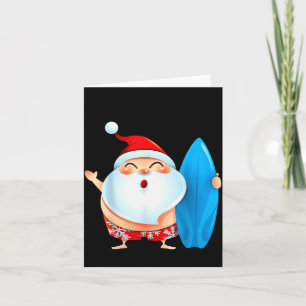 Santa's Surfing, Santa Christmas In July Card