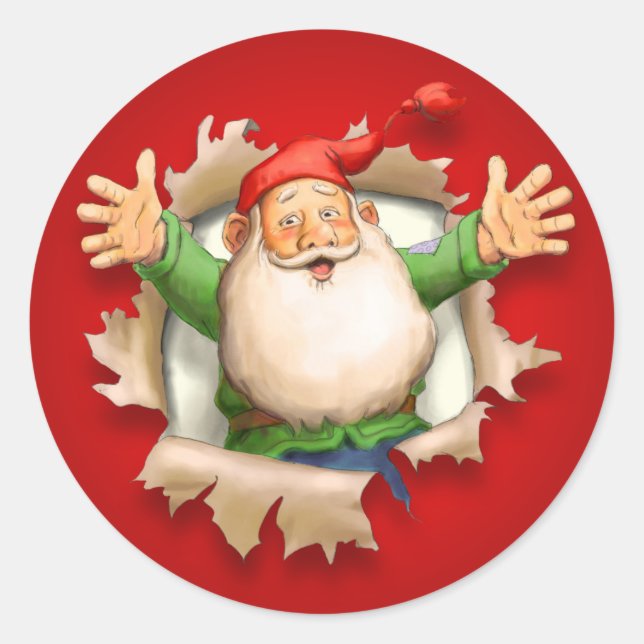 Santa's Surprise at Christmas Classic Round Sticker (Front)