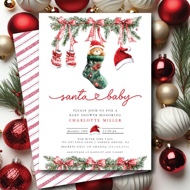 Santa's Sweet Arrival Baby Shower Invitation (Creator Uploaded)