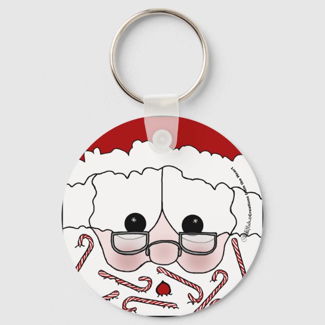 Santa's Sweet Cheeks-Candy Cane Beard Key Ring (Front)