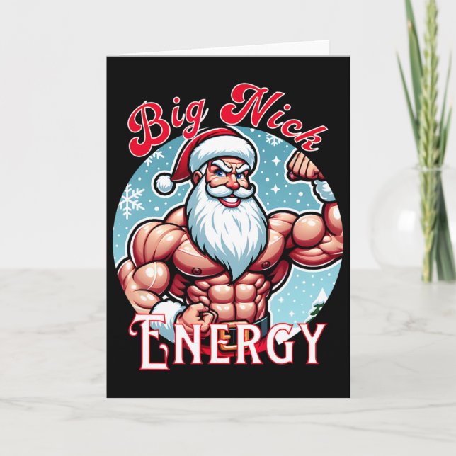 Santa's Swole Patrol Big Nick Energy' Fun Christma Card (Front)