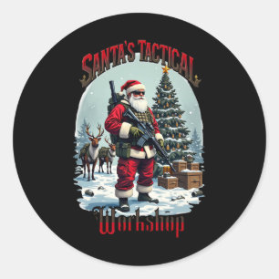 Santa's Tactical Workshop Ar-15 Gun Rights Patriot Classic Round Sticker