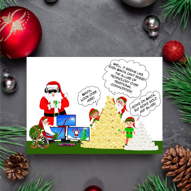 Santa's Tech Obsession: Commodities Takes Backseat Card (A funny Xmas card for the Wall Street guru!)