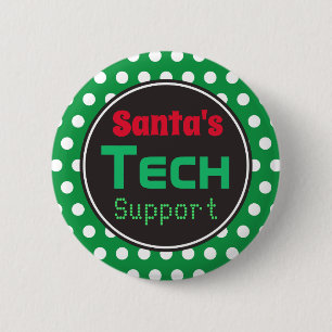 Santa's Tech Support Christmas Button Pin
