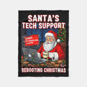 Santas Tech Support_ Rebooting Christmas Funny _3 Fleece Blanket