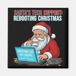 Santa's Tech Support Rebooting Christmas Funny Magnet