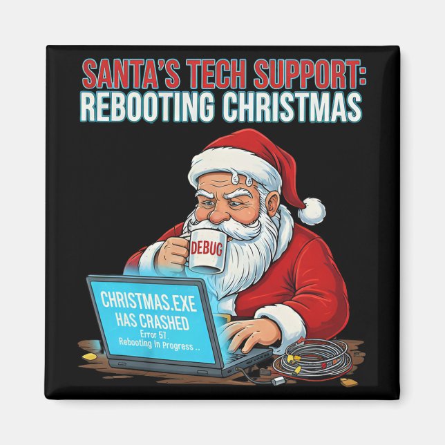 Santa's Tech Support Rebooting Christmas Funny  Magnet (Front)