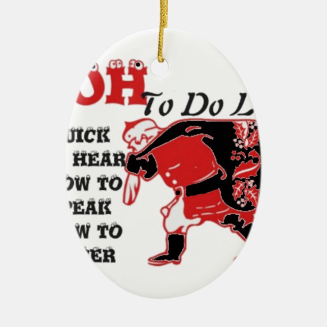 Santa's To-Do List Collection. Ceramic Tree Decoration (Front)
