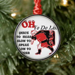 Santa's To-Do List Collection. Metal Tree Decoration