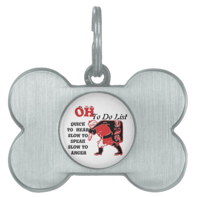Santa's To-Do List Collection. Pet ID Tag (Front)