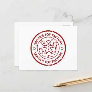 Santa's toy factory word art  holiday postcard