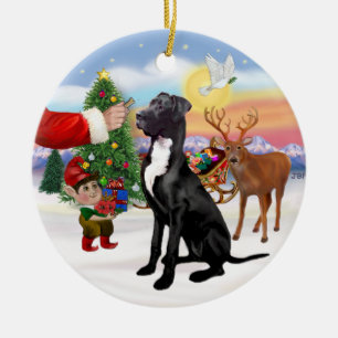 Santas Treat - Black Great Dane Ceramic Tree Decoration