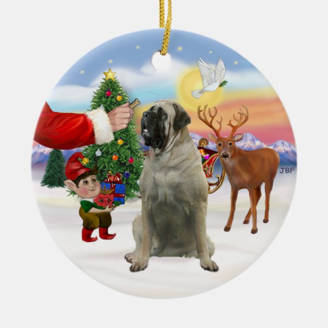 Santas Treat - Bull Mastiff Ceramic Ornament (Front)