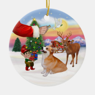Santa's Treat - Welsh Corgi (Pembroke) Ceramic Tree Decoration