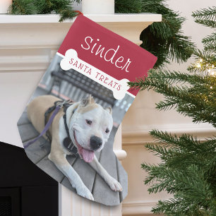 Santa's Treats Dog Fun Photo Small Christmas Stocking