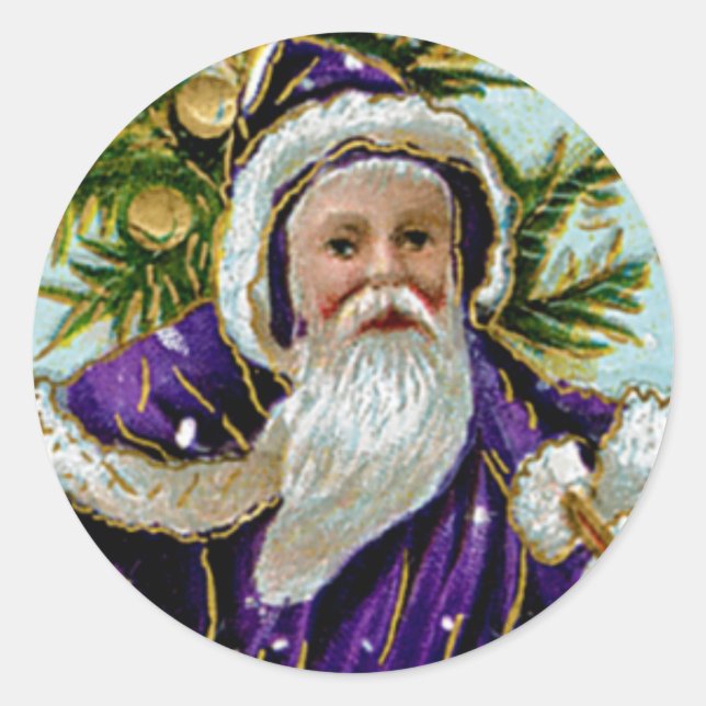 Santa's Tree Classic Round Sticker (Front)