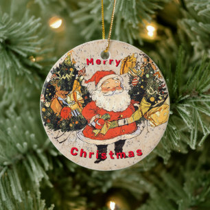 Santa's Trees - Christmas Ceramic Ornament