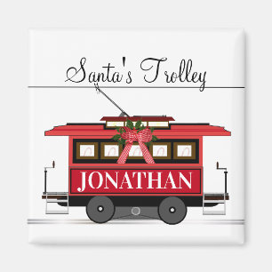 Santa's Trolley Christmas Magnet