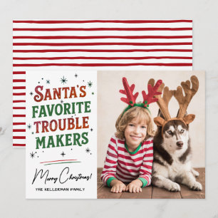 Santa's Trouble Makers Funny Christmas Holiday Card