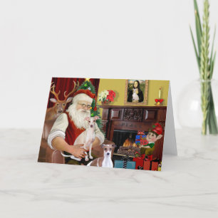 Santa's Two Italian Greyhounds Holiday Card