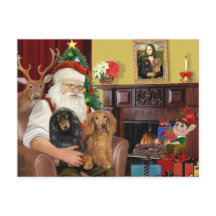Santa's Two Long Haired Dachshunds